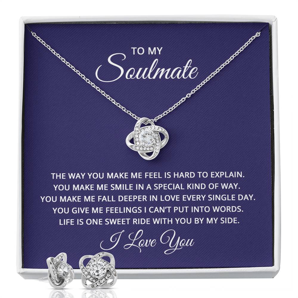 !4k Love Knot & Earring Set w/ message  Soulmate