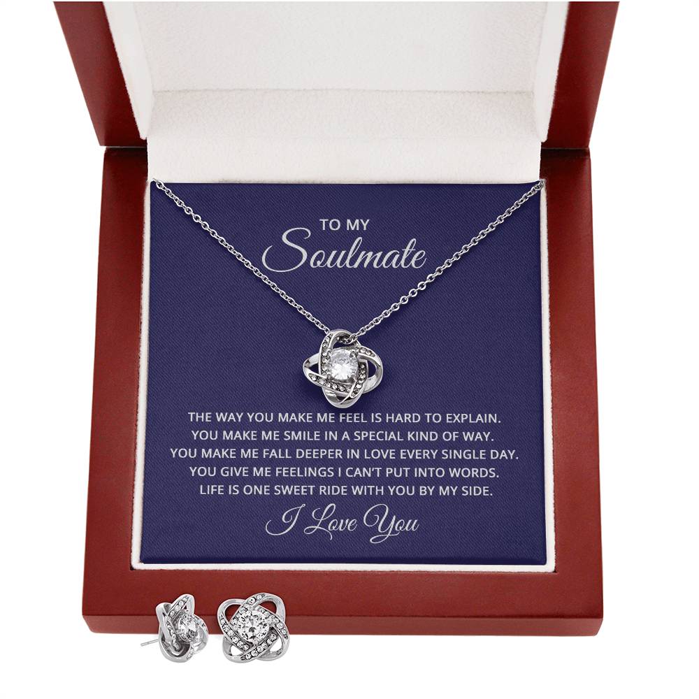 !4k Love Knot & Earring Set w/ message  Soulmate