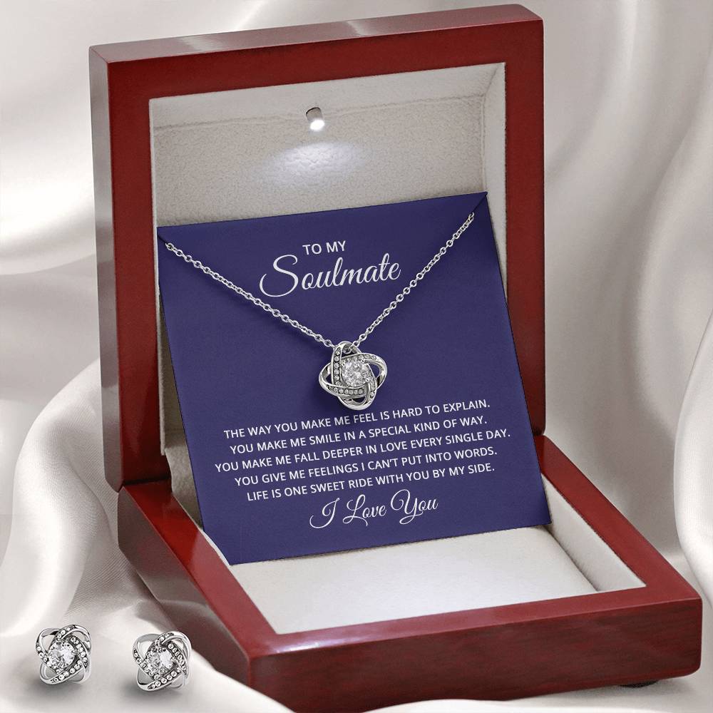 !4k Love Knot & Earring Set w/ message  Soulmate