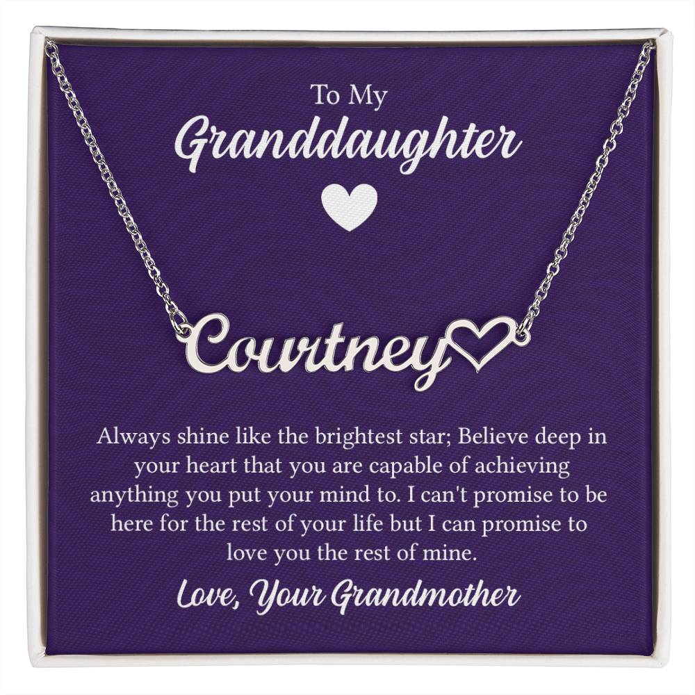 Heart Name Necklace - For Granddaughter From Grandmother