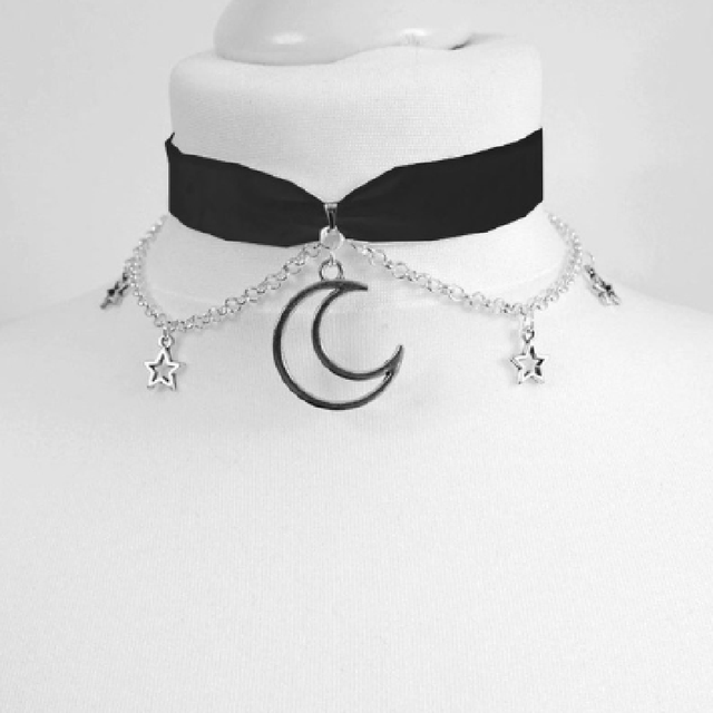 Black Crescent Moon Necklace